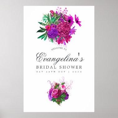 Vintage Fuchsia and Purple Bridal Shower Welcome Poster
