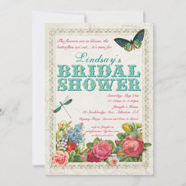 Vintage Garden Bridal Shower Invitations