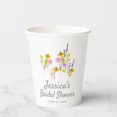 Vintage Garden Floral Bridal Shower Personalized Paper Cups