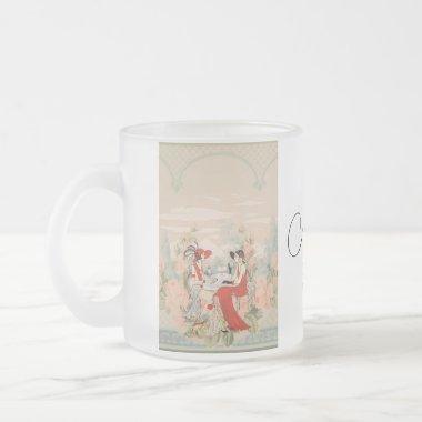 Vintage Garden Floral Time for Tea Bridal Shower Frosted Glass Coffee Mug