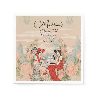 Vintage Garden Floral Time for Tea Bridal Shower Napkins