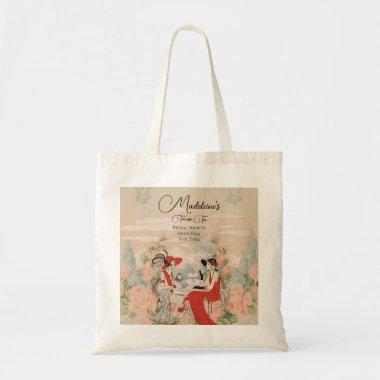 Vintage Garden Floral Time for Tea Bridal Shower Tote Bag