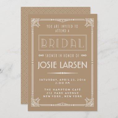 Vintage Gatsby Art Deco Bridal Shower Invitations