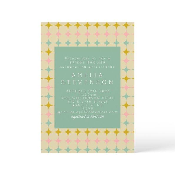 Vintage Geometric Pastel Stars Mod Bridal Shower Invitations