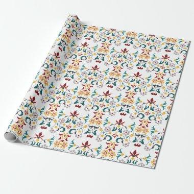 Vintage Geometry Intricate Classical Motif Wedding Wrapping Paper