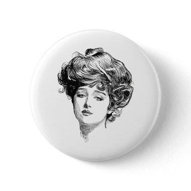 Vintage Gibson Girl Antique Illustration Button