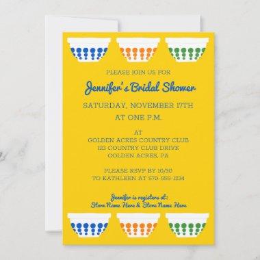 Vintage Glass Mixing Bowls Custom Bridal Shower Invitations