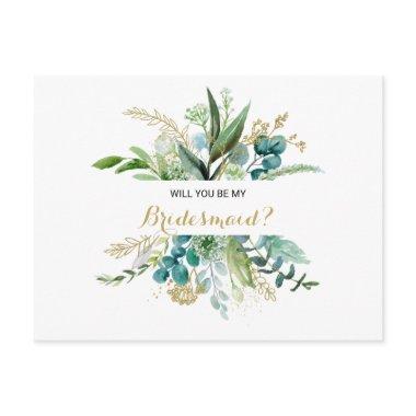 Vintage Gold and Green Eucalyptus Bridesmaid Invitation Post