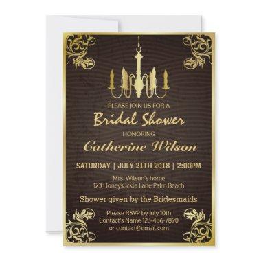 Vintage Gold Chandelier Bridal Shower Invitations