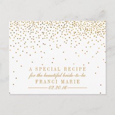 Vintage Gold Confetti Bridal Shower Recipe Invitations