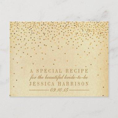 Vintage Gold Confetti Bridal Shower Recipe Invitations