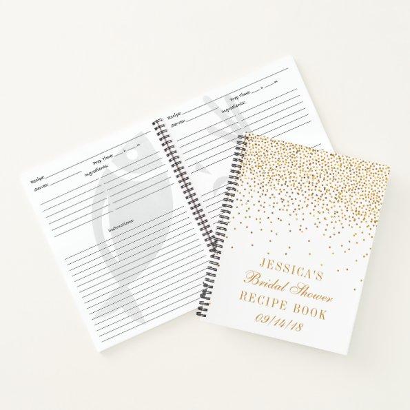 Vintage Gold Confetti Bridal Shower Recipe Notebook