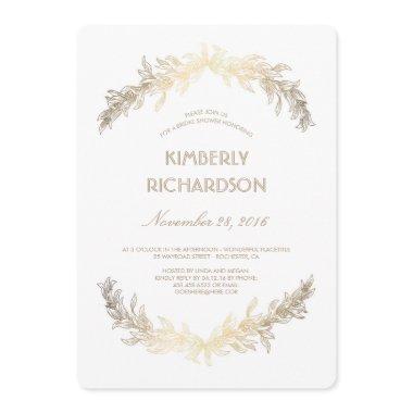 Vintage Gold Laurel Wreath Bridal Shower Invitations