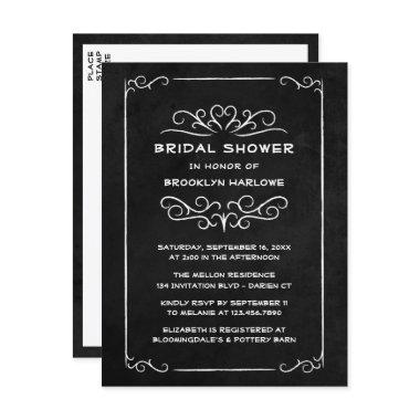 Vintage Goth Black Chalkboard  Invitation Post