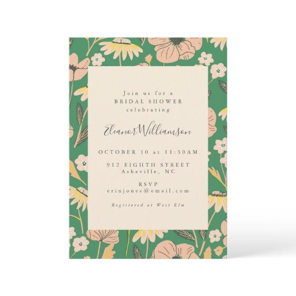 Vintage Green and Pink Floral Simple