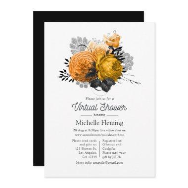 Vintage Halloween Floral Virtual Shower Invitations