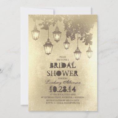 vintage hanging lamp lights bridal shower Invitations