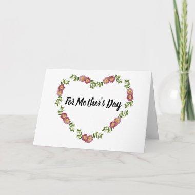 Vintage Heart-Shaped Wreath of Flowers for Mom Invitations