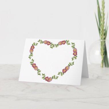 Vintage Heart-Shaped Wreath of Flowers for Mom Invitations