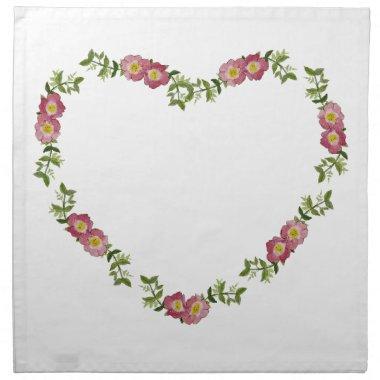 Vintage Heart-Shaped Wreath of Flowers for Mom Cloth Napkin