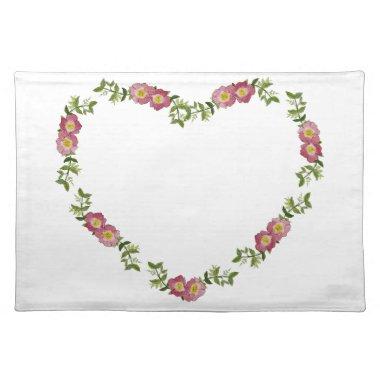 Vintage Heart-Shaped Wreath of Flowers for Mom Cloth Placemat