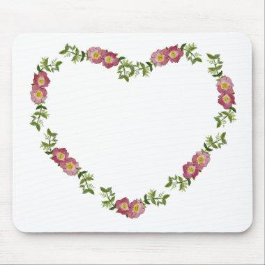 Vintage Heart-Shaped Wreath of Flowers for Mom Mouse Pad