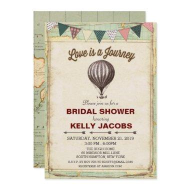 Vintage Hot Air Balloon Bridal Shower Invitations