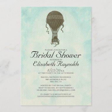 Vintage Hot Air Balloon Bridal Shower Invitations
