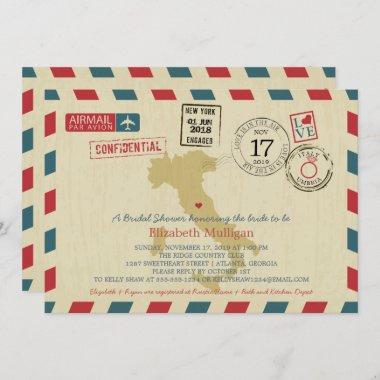 Vintage Italy Airmail | Wedding Bridal Shower Invitations
