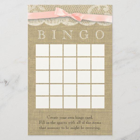Vintage Lace and Bow Shower Bingo