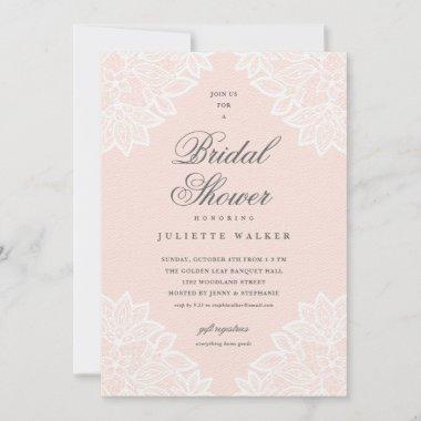 Vintage lace blush pink bridal shower Invitations