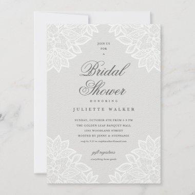 Vintage lace light grey bridal shower Invitations