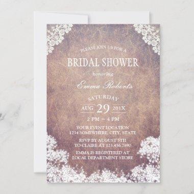 Vintage Laced Baby's Breath Bridal Shower Invitations