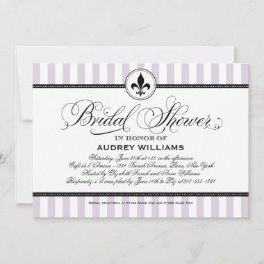 Vintage Lavender Fleur de Lis French Bridal Shower Invitations