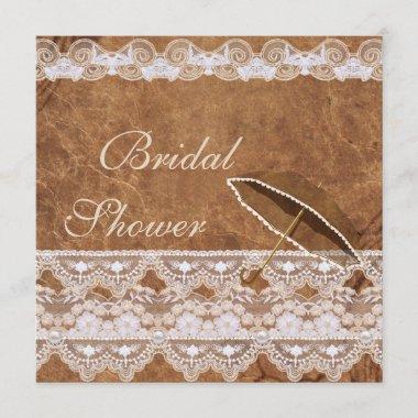 Vintage Leather and Lace Bridal Shower Invitations