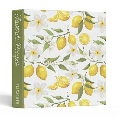 Vintage Lemon Tree Pattern | Favorite Recipes 3 Ring Binder