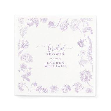 Vintage Lilac Lavender Floral Script  Napkins