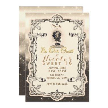 Vintage Magical Enchanted Red Rose Be our Guest Invitations