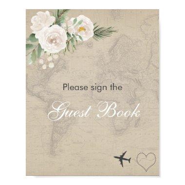 Vintage Map Bridal Shower Guest Book Sign