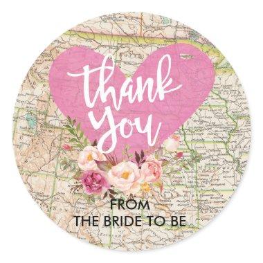 Vintage Map Thank You Sticker