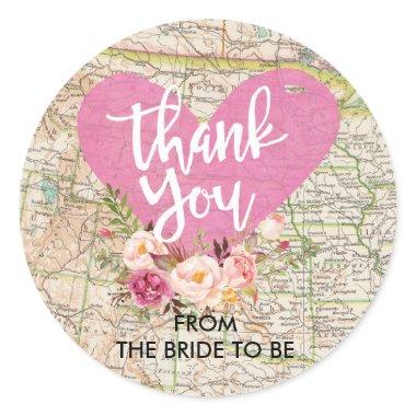 Vintage Map Thank You Sticker