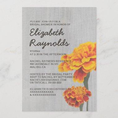 Vintage Marigolds Bridal Shower Invitations