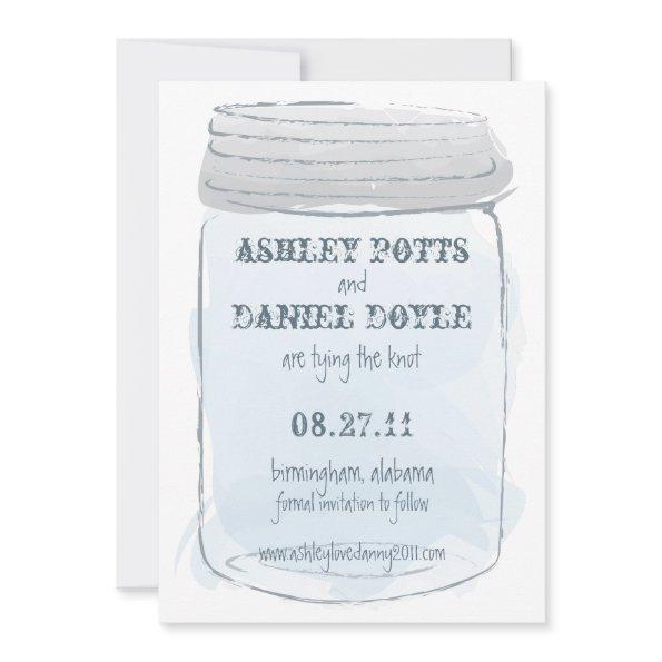 Vintage Mason Jar & Fireflies Save the Date