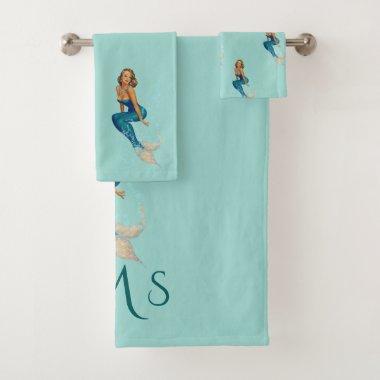 Vintage Mermaid Monogram Pick Towel Color
