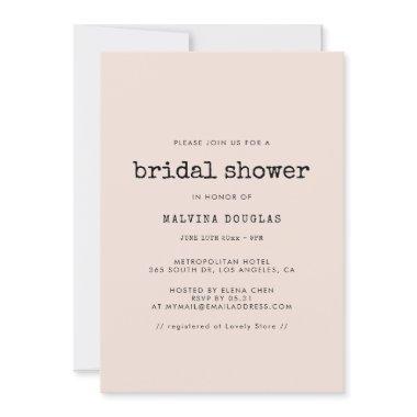 Vintage minimalist typewriter Bridal shower Invitations