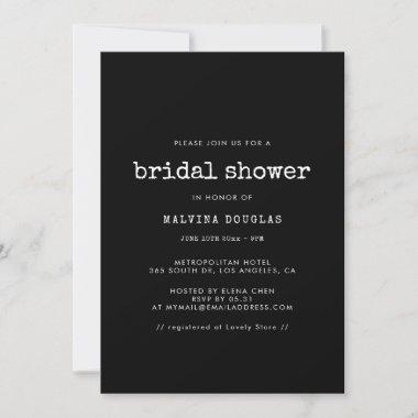 Vintage minimalist typewriter Bridal shower Invitations