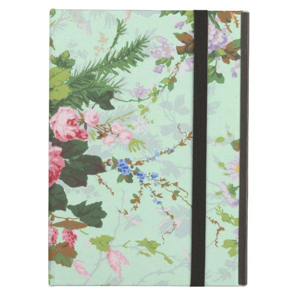 Vintage mint shabby floral chic roses rose flowers iPad air case