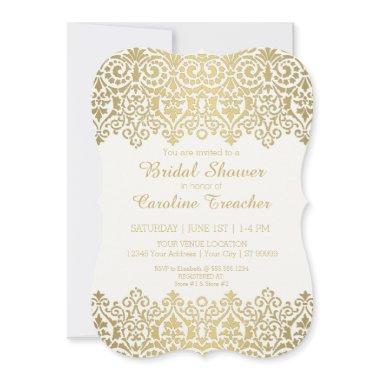 Vintage Modern Golden Lace Look Elegant Bridal