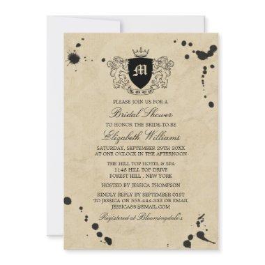 Vintage Monogram Crest & Ink Stain