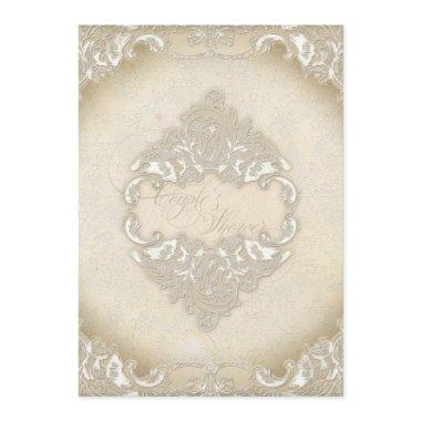 Vintage Monogram Lace Wild Pink Rose Swirl Formal